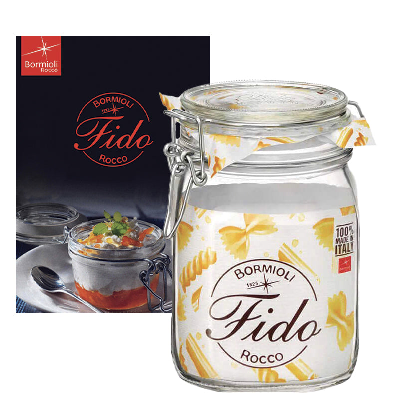 Fido 100 cl Vaso Ermetico Set 6 Pz con Ricettario Fido Bormioli