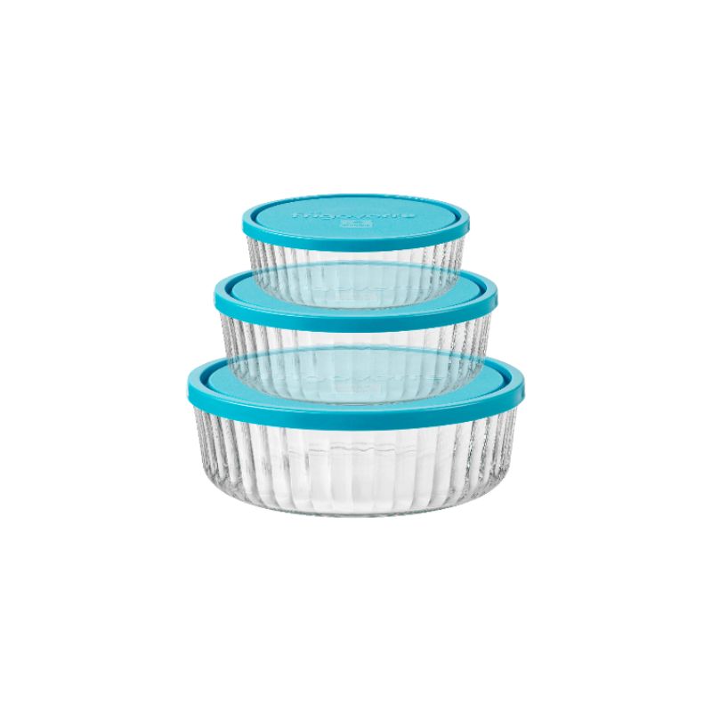 Frigoverre Brillante Contenitore Per Alimenti Rotondo In Vetro Set 3 Pz