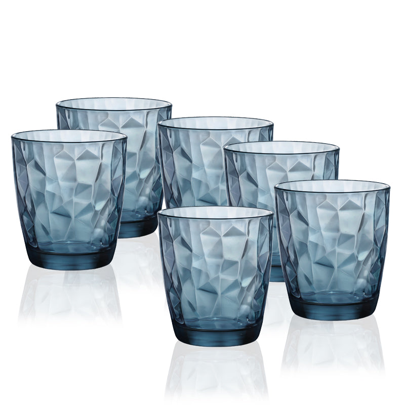 Diamond Ocean Blue Glass Dof 38.5 cl Set of 6 In Blue Colored Glass ...