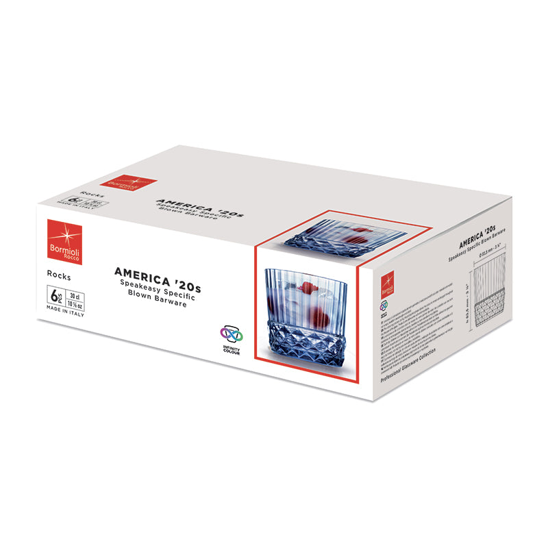 Bormioli Rocco Set di Bicchieri Wind Blu 6 Unità Vetro (300 ml