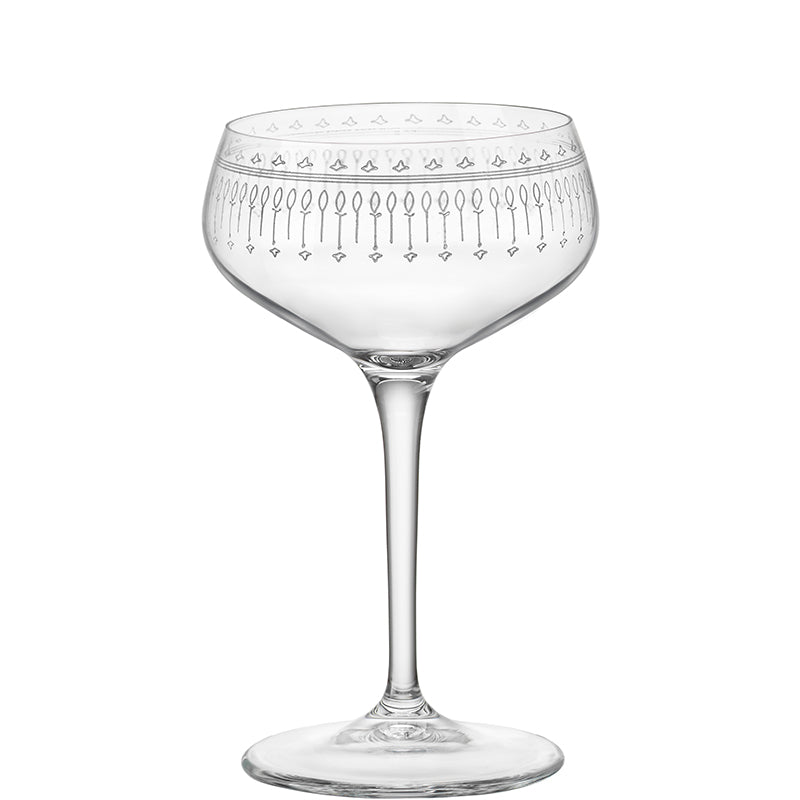 Bartender Novecento Art Deco Calice Cocktail 25 cl Set 6 Pz In Vetro Decorato