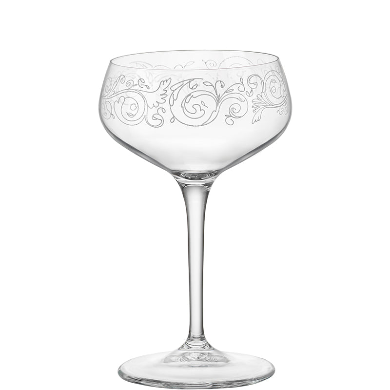 Bartender Novecento Liberty Calice Cocktail 25 cl Set 6 Pz In Vetro Decorato