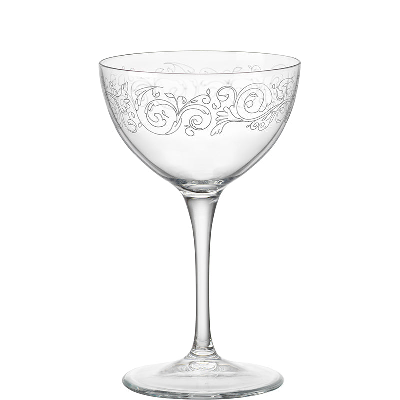 Bartender Novecento Liberty Calice Martini 23,5 cl Set 6 Pz In Vetro Decorato