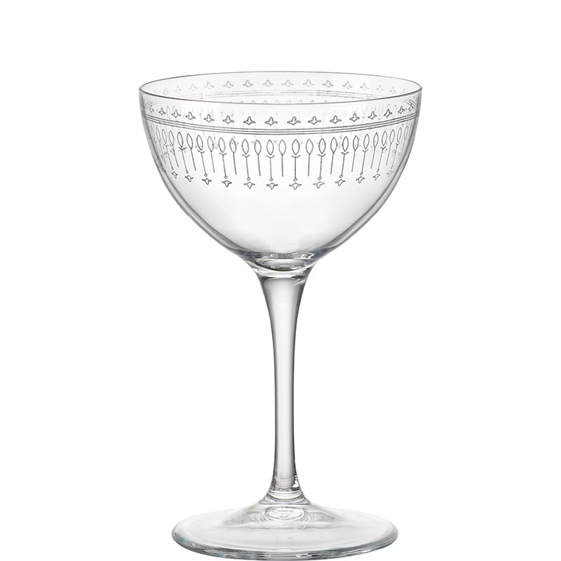 Bartender Novecento Art Deco Martini Glass 23.5 cl Set of 6 Decorated   Bormioli Rocco