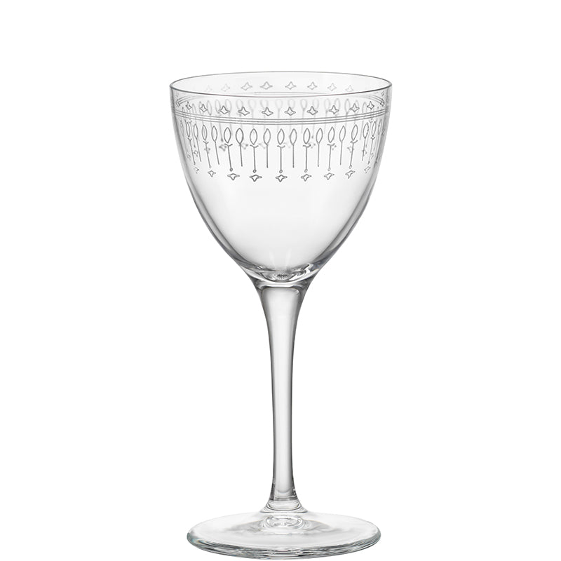 Bartender Novecento Art Deco Calice Nick & Nora 15,5 cl Set 6 Pz In Vetro Decorato