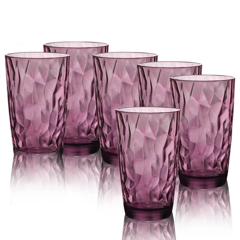 Diamond Cooler Rock Purple Bicchiere 47 cl Set 6 Pz in Vetro