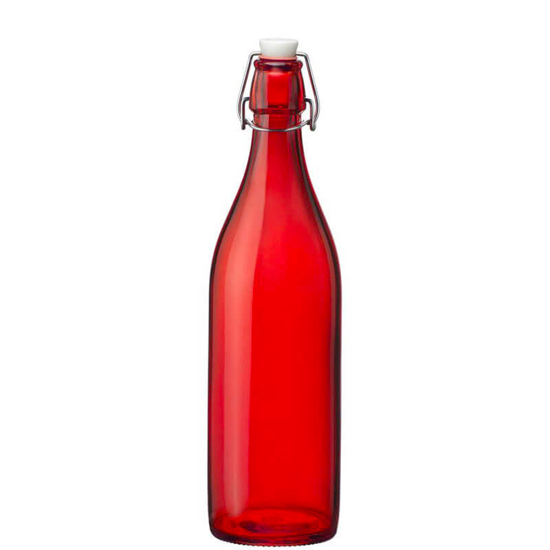 Giara Rossa 1L Bottiglia con Tappo Ermetico in Vetro
