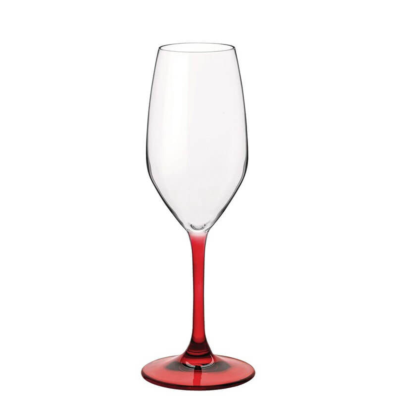 Divino Special Time Calice Flute 24 cl Gambo Rosso Set 4 Pz