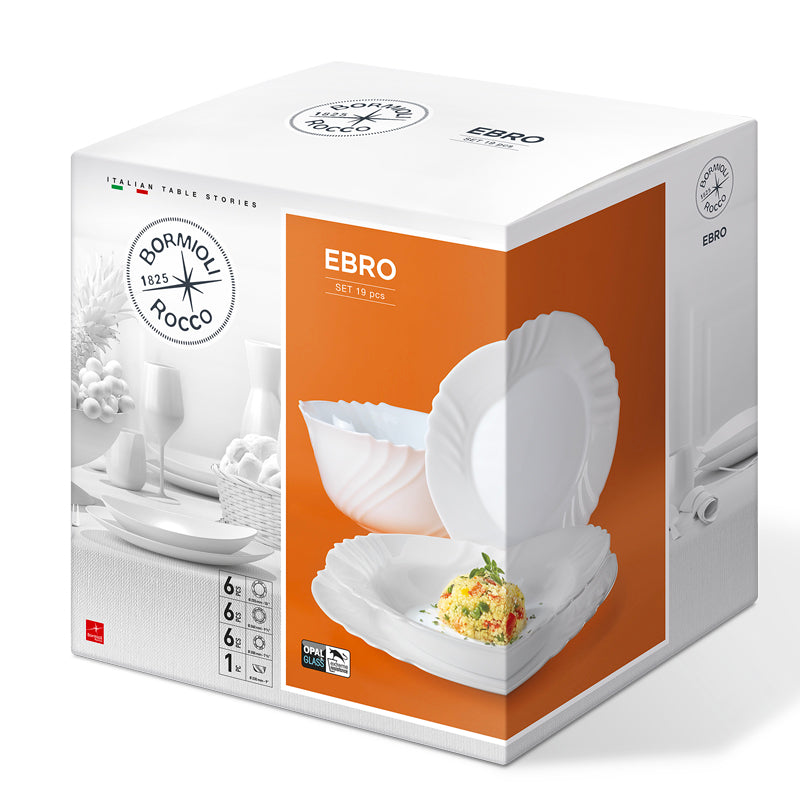 Ebro Servizio Piatti Set 19 Pz Opal Glass