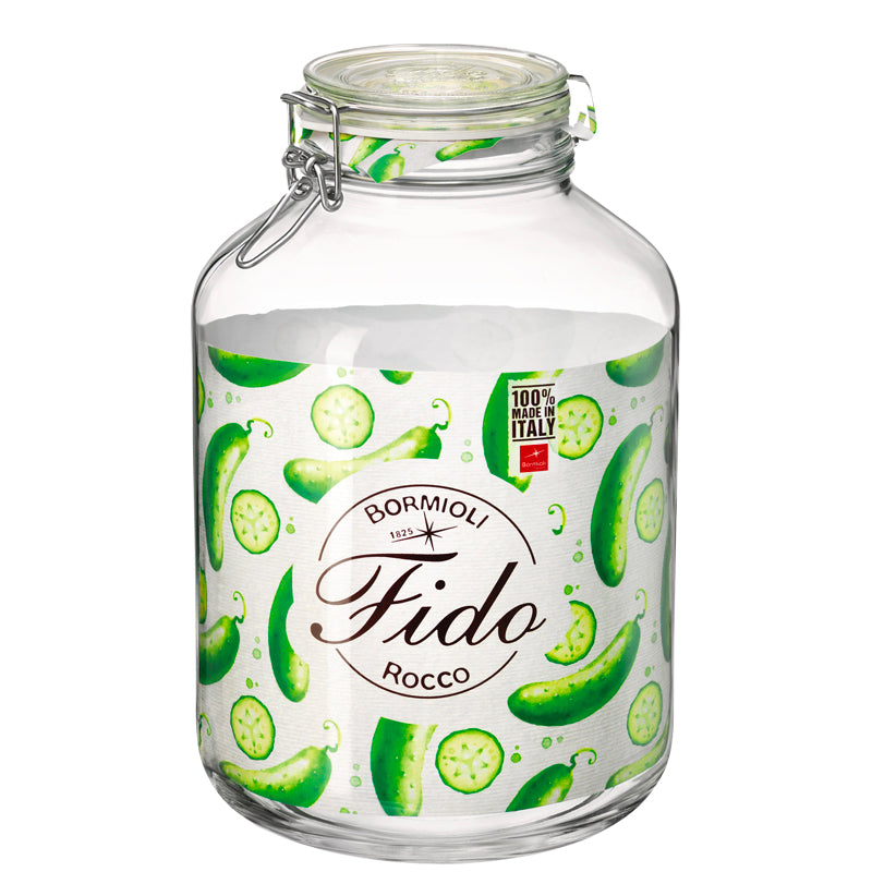 Set 6 Barattoli Bormioli Fido Da 5 Litri - Vetro Spesso, Ermetico A Clip, Per Conserve, Sottoli, Liquori