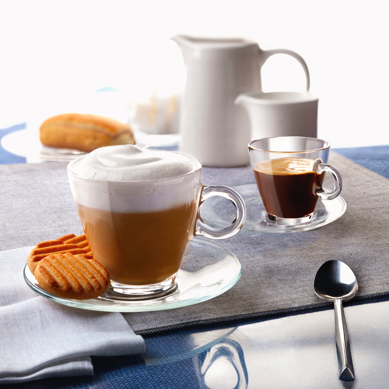 Set Tazzine e Piattino Sottotazza in Vetro Trasparente - 6 Tazzine Morola da 75m Set Tazzine e Piattino Sottotazza in Vetro Trasparente - 6 Tazzine Morola da 75m