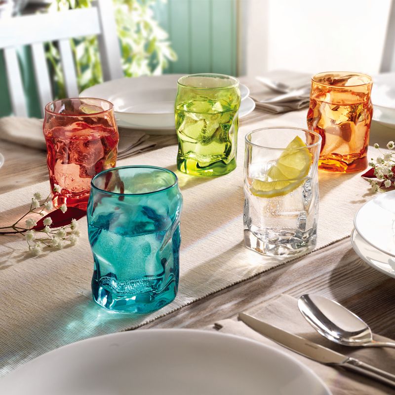 Cofan Set 6 Bicchieri Acqua Modello Jade - Vetro Riciclabile 30,5 Cl - Colore Blu